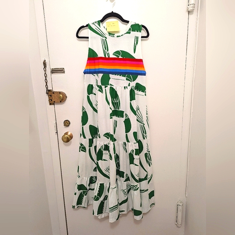 Farm Rio rainbow toucans cotton dress nwt small